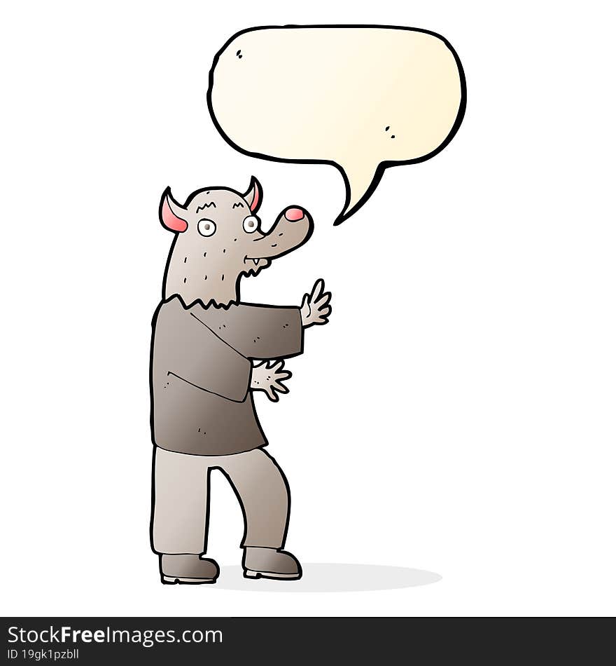 Cartoon Werewolf With Speech Bubble