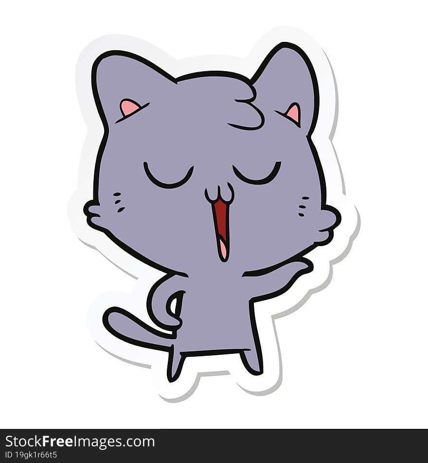 sticker of a cartoon cat singing