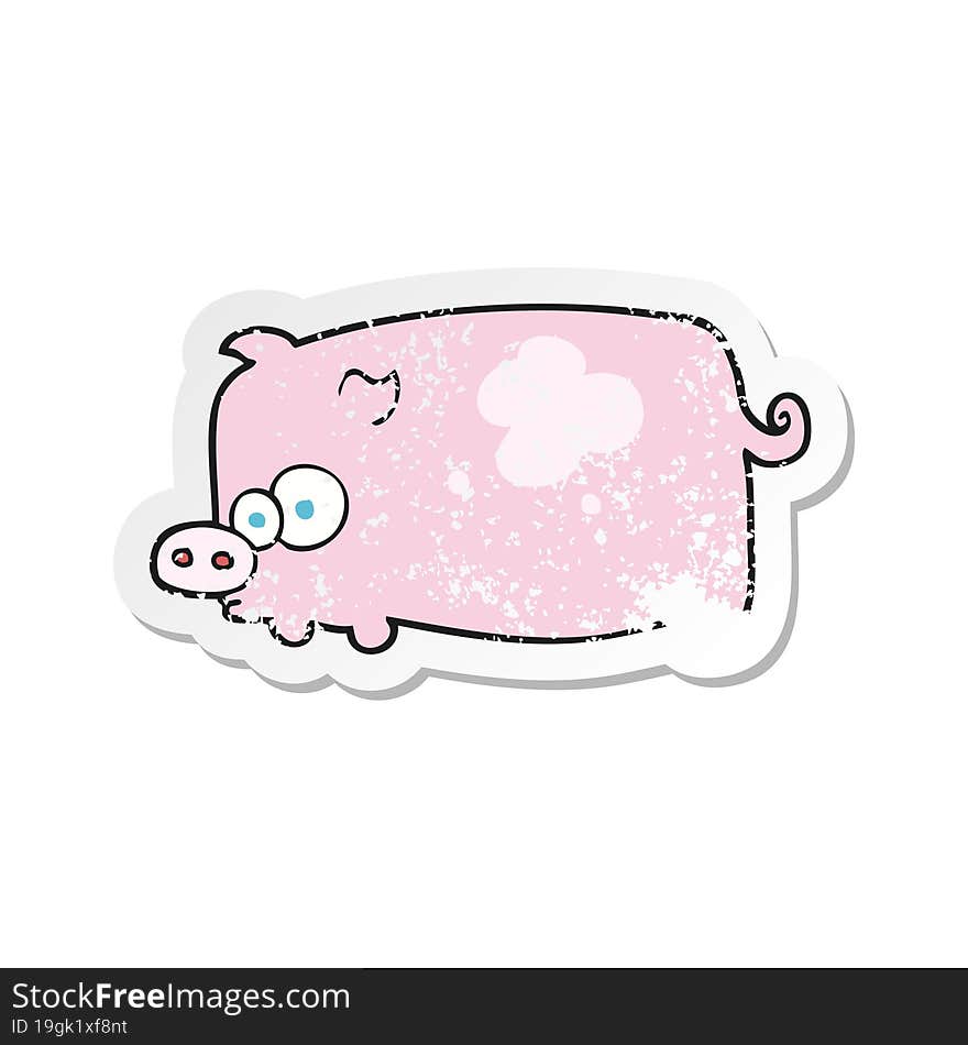 retro distressed sticker of a cartoon pig