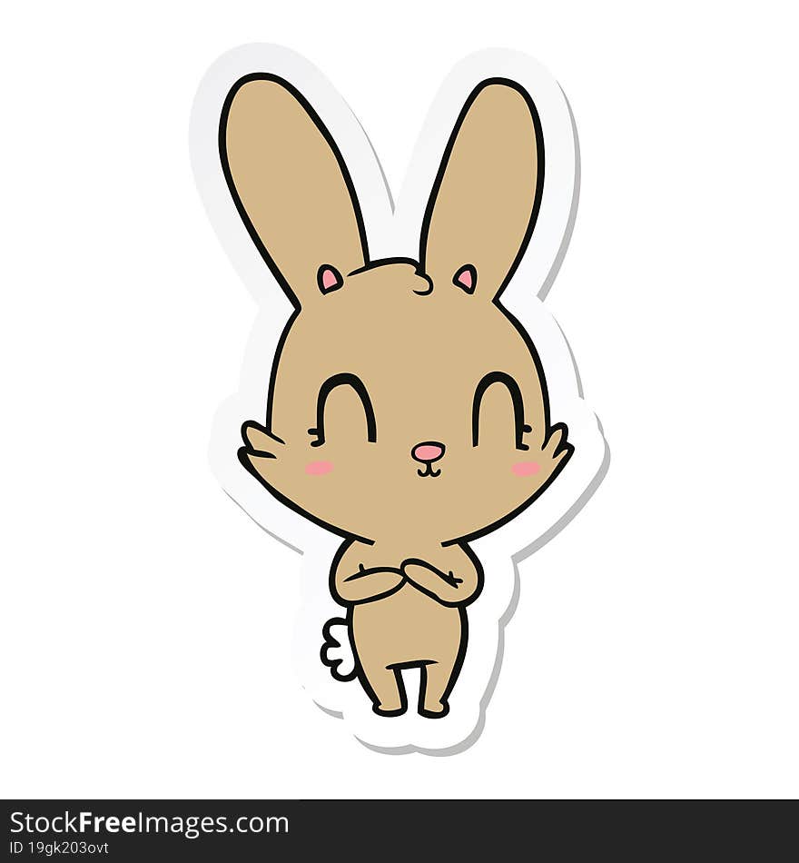 sticker of a cute cartoon rabbit