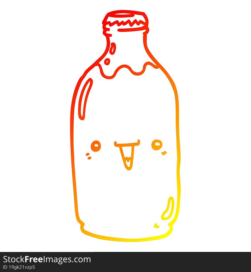 Warm Gradient Line Drawing Cute Cartoon Milk Bottle