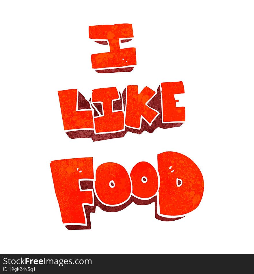 retro cartoon i like food symbol