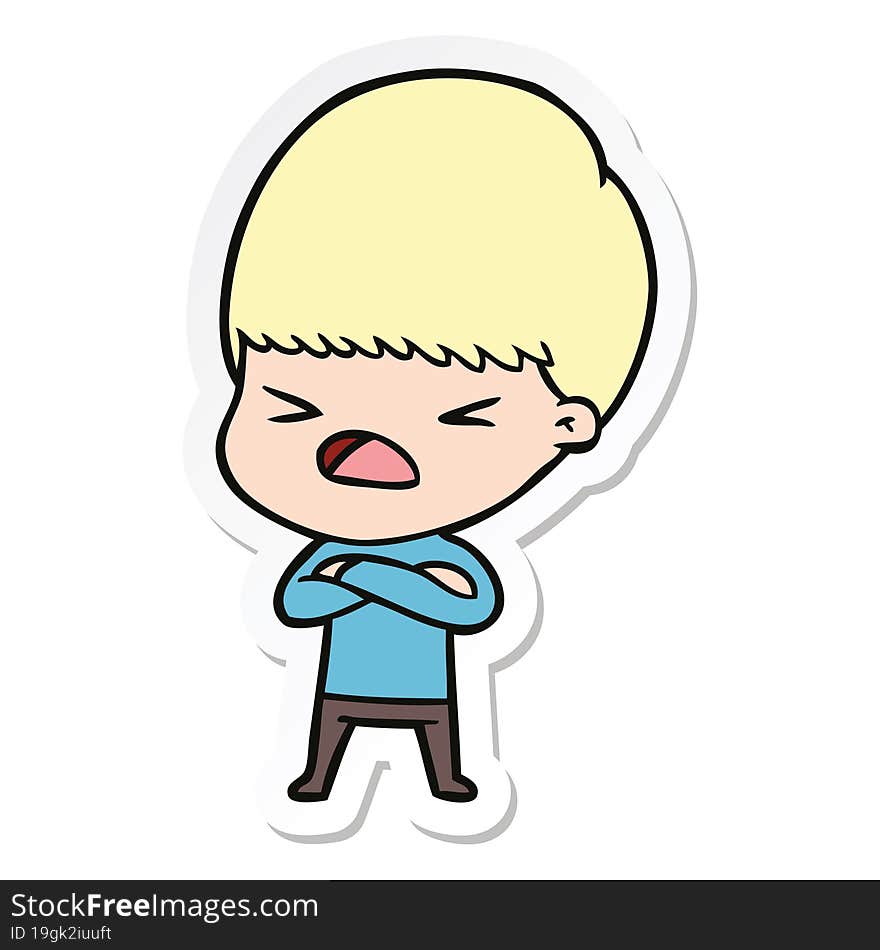 sticker of a cartoon stressed man