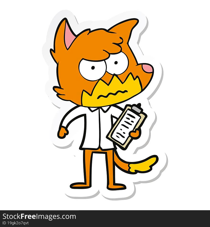 sticker of a cartoon annoyed fox