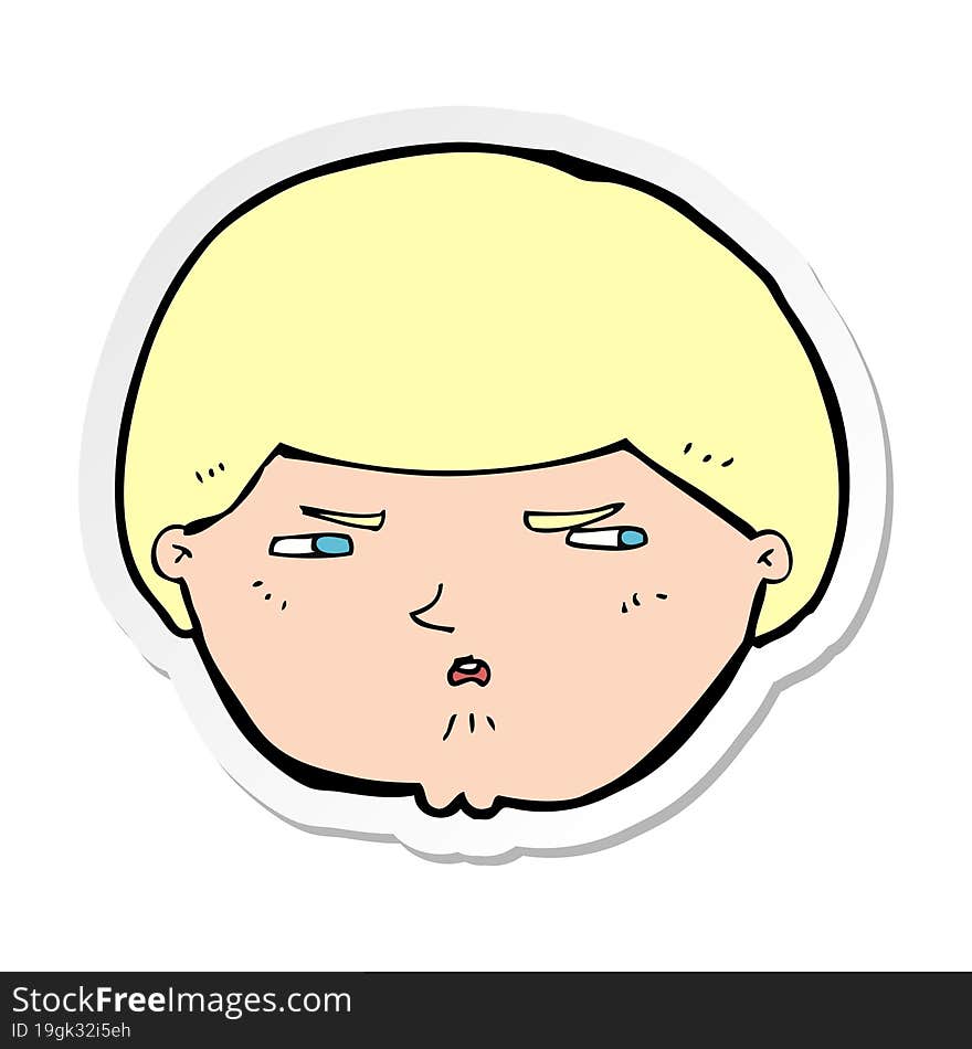 sticker of a cartoon annoyed man