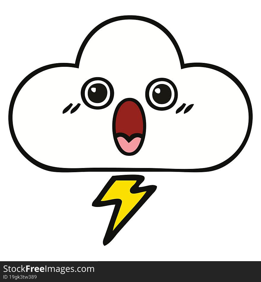 cute cartoon of a storm cloud. cute cartoon of a storm cloud