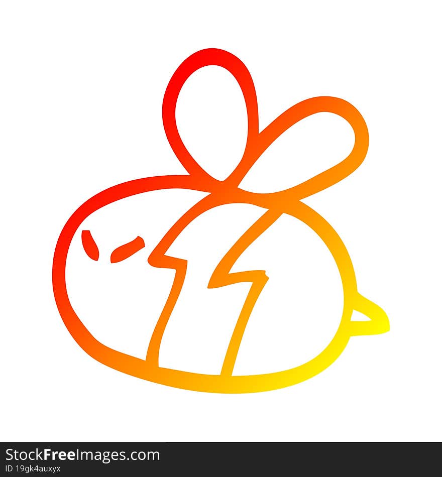 warm gradient line drawing cartoon bee