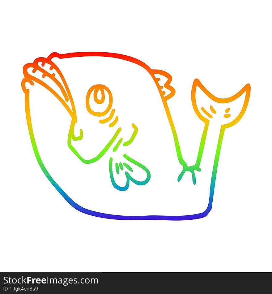 rainbow gradient line drawing funny cartoon fish