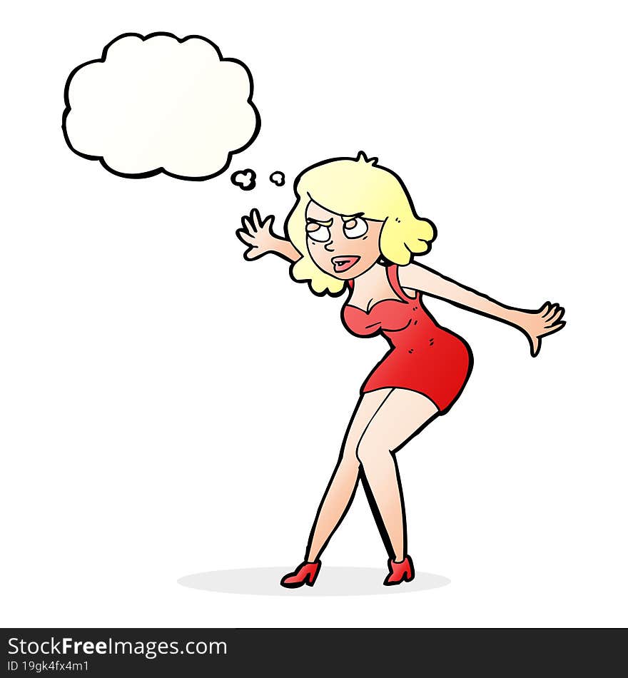 cartoon female spy with thought bubble