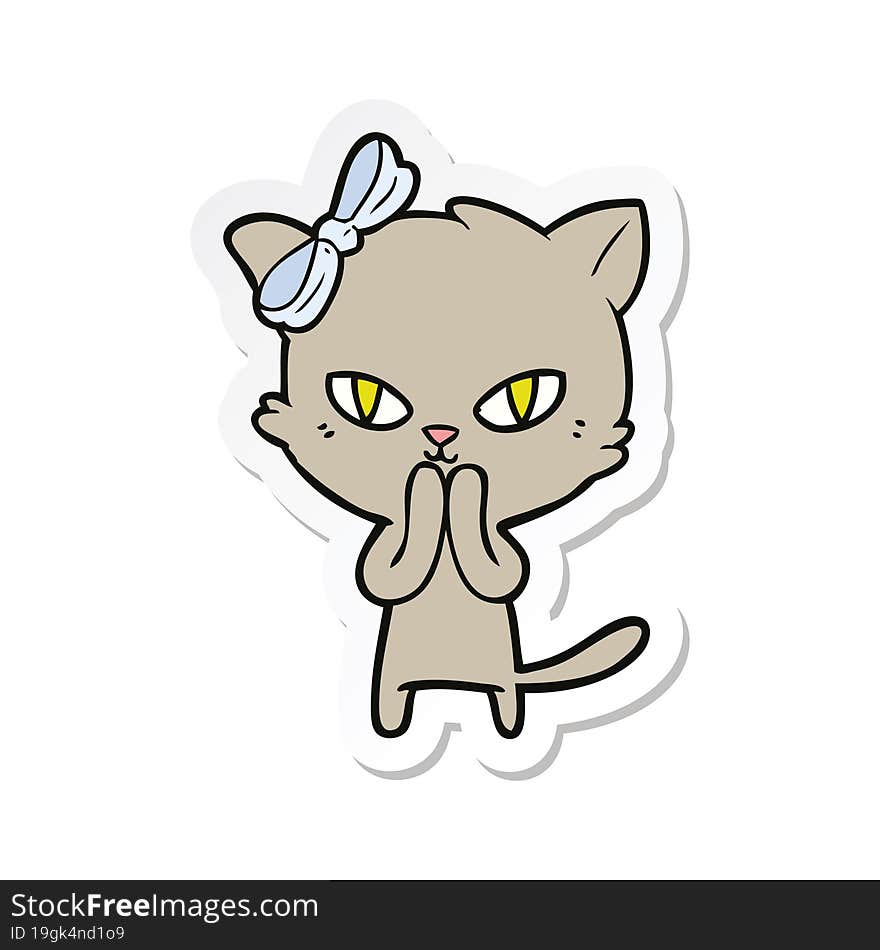 Sticker Of A Cute Cartoon Cat