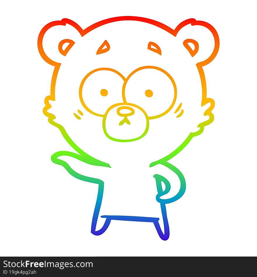 rainbow gradient line drawing anxious bear cartoon