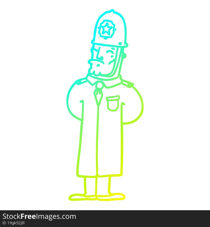 cold gradient line drawing cartoon policeman