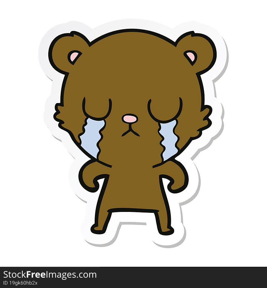 Sticker Of A Crying Cartoon Bear