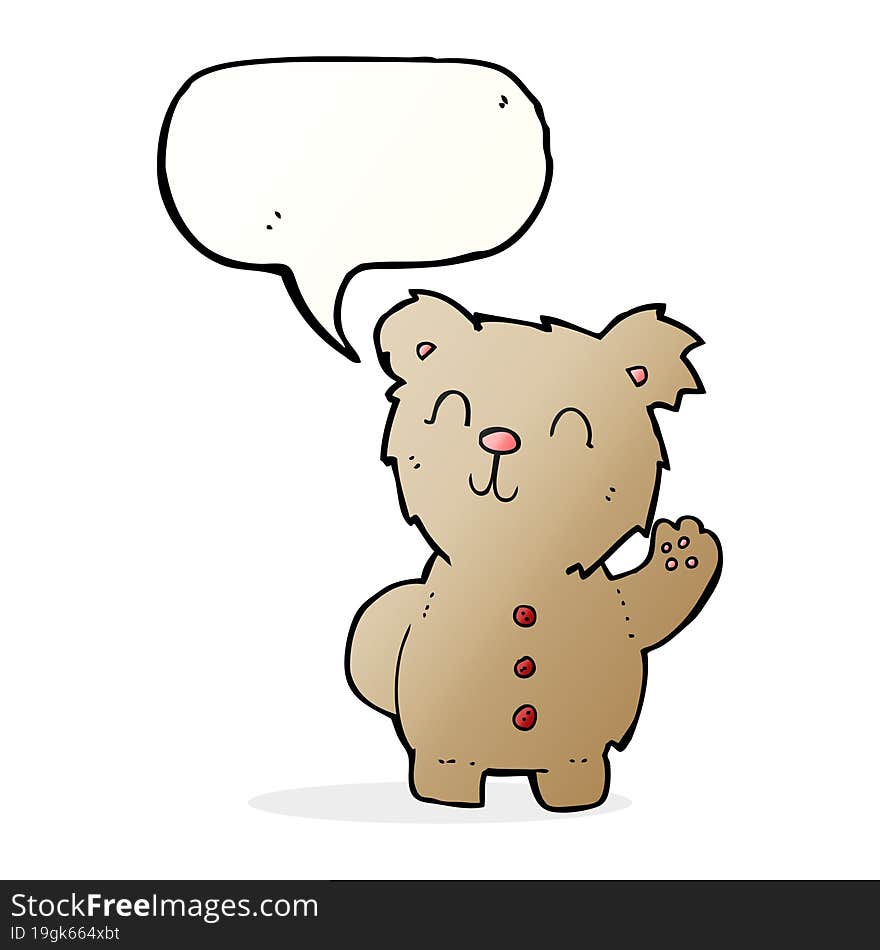 cartoon teddy bear with speech bubble