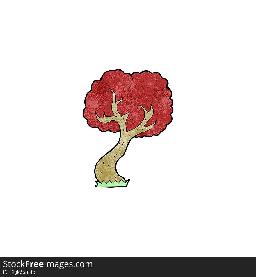 cartoon tree with red leaves