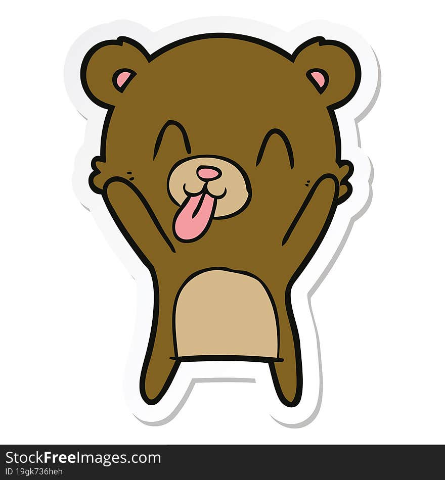 Sticker Of A Rude Cartoon Bear