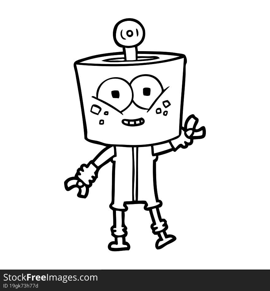 happy cartoon robot. happy cartoon robot