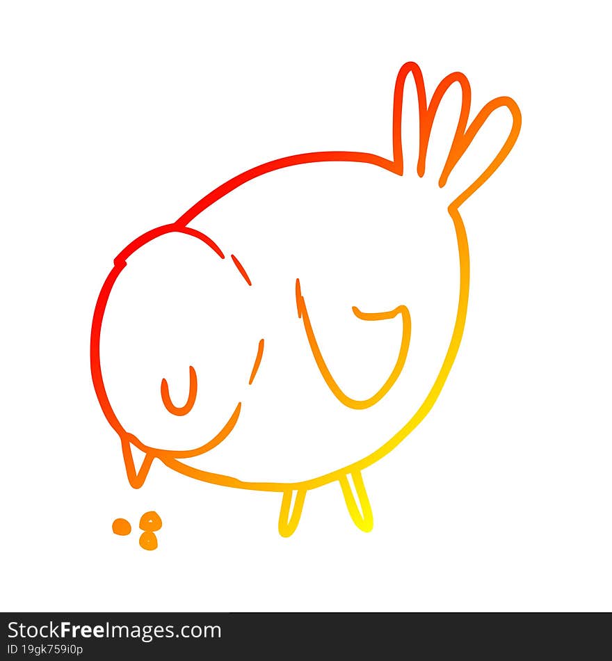 warm gradient line drawing of a cartoon pecking bird