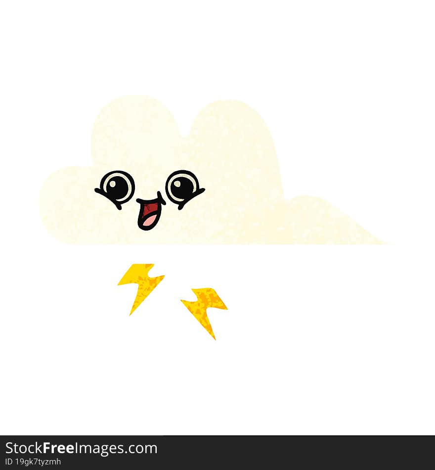 retro illustration style cartoon of a storm cloud