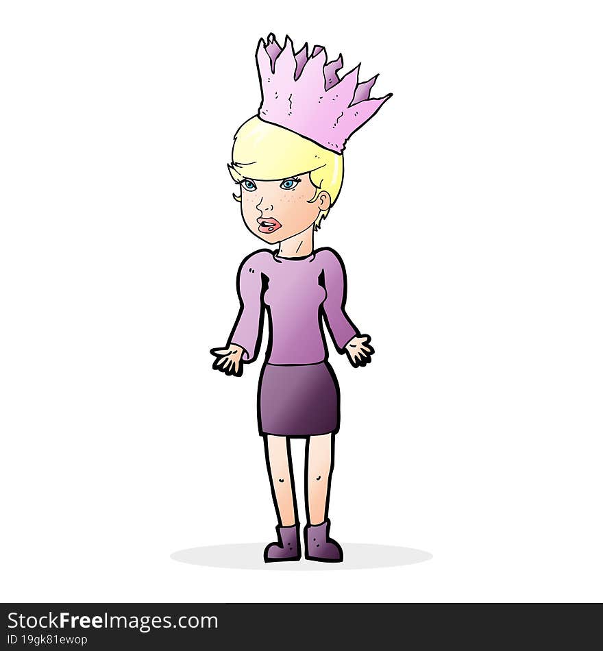 Cartoon Woman Wearing Paper Crown