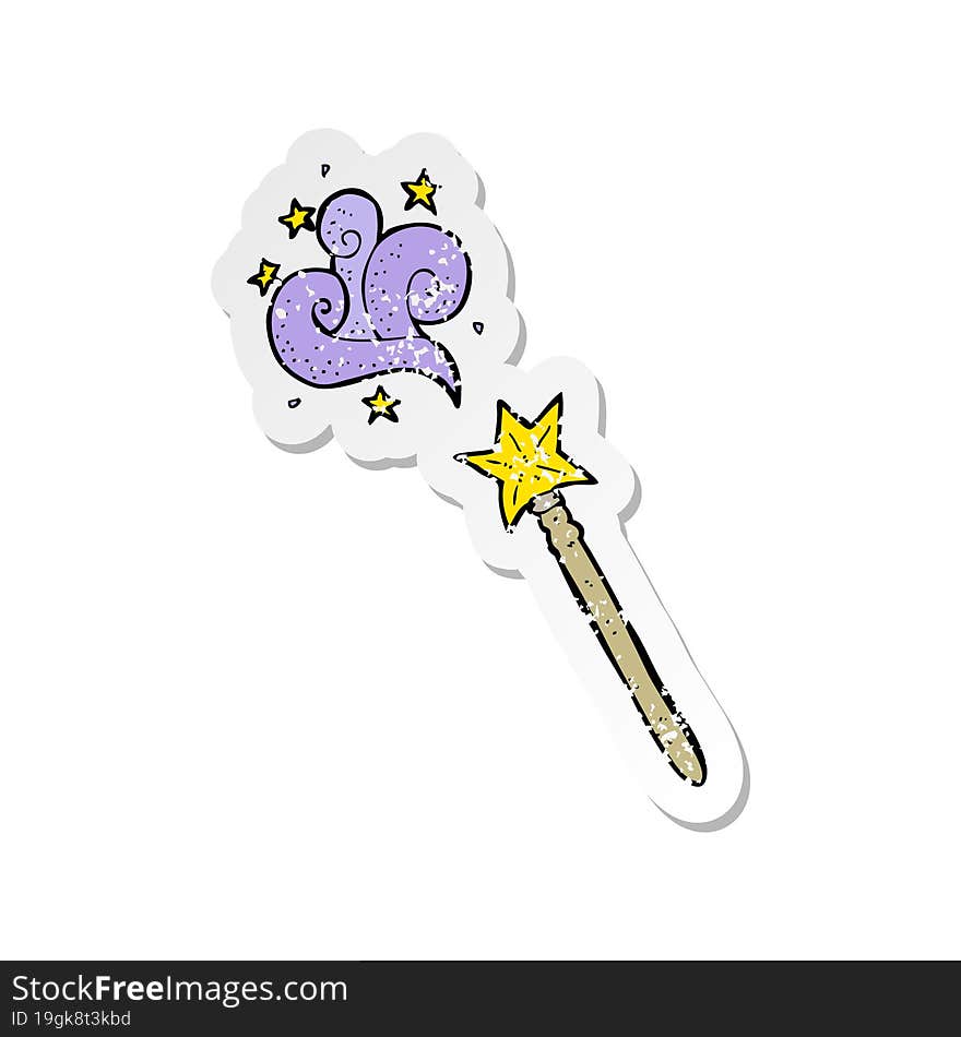 retro distressed sticker of a cartoon magic wand