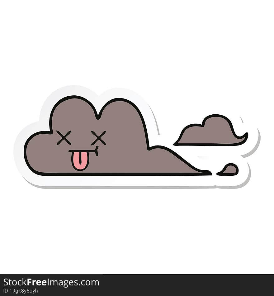 Sticker Of A Cute Cartoon Storm Cloud