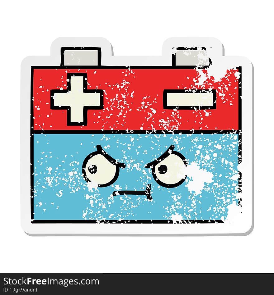 distressed sticker of a cute cartoon car battery