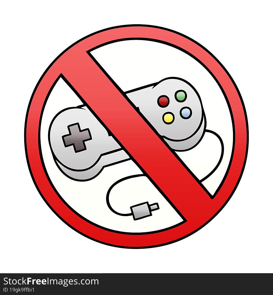 gradient shaded cartoon of a no gaming allowed sign