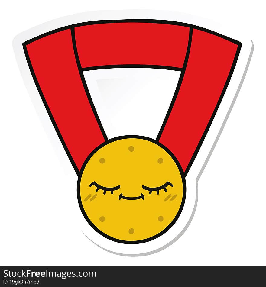 Sticker Of A Cute Cartoon Gold Medal