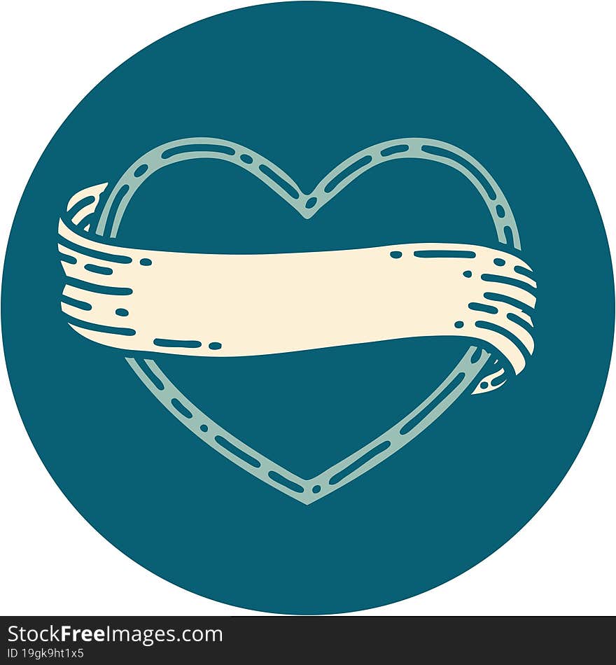 Tattoo Style Icon Of A Heart And Banner