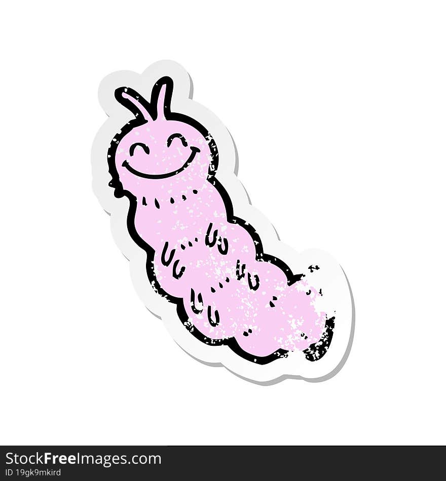 retro distressed sticker of a cartoon caterpillar