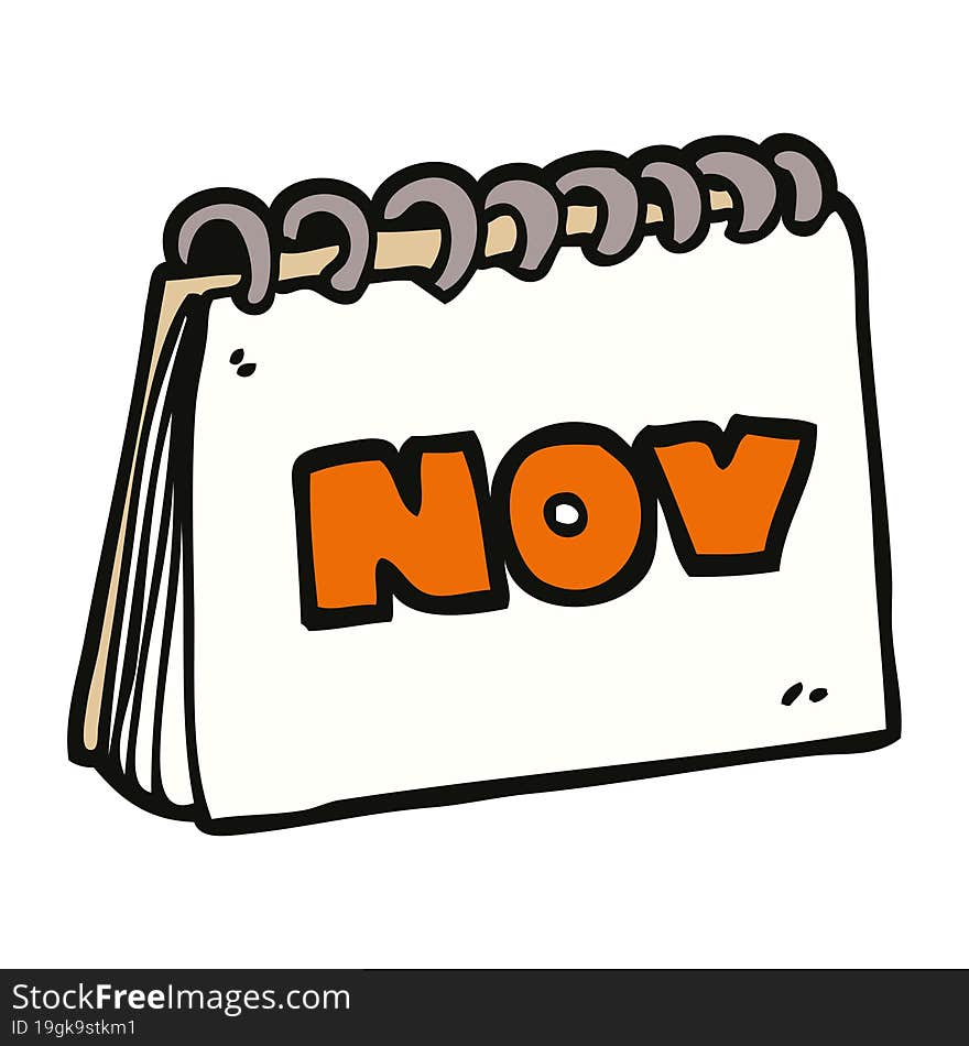 cartoon doodle calendar showing month of november