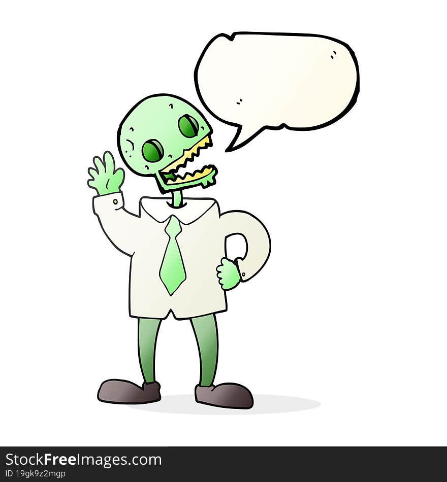 freehand drawn speech bubble cartoon zombie businessman