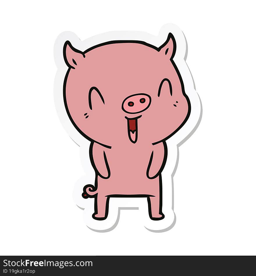 sticker of a happy cartoon pig