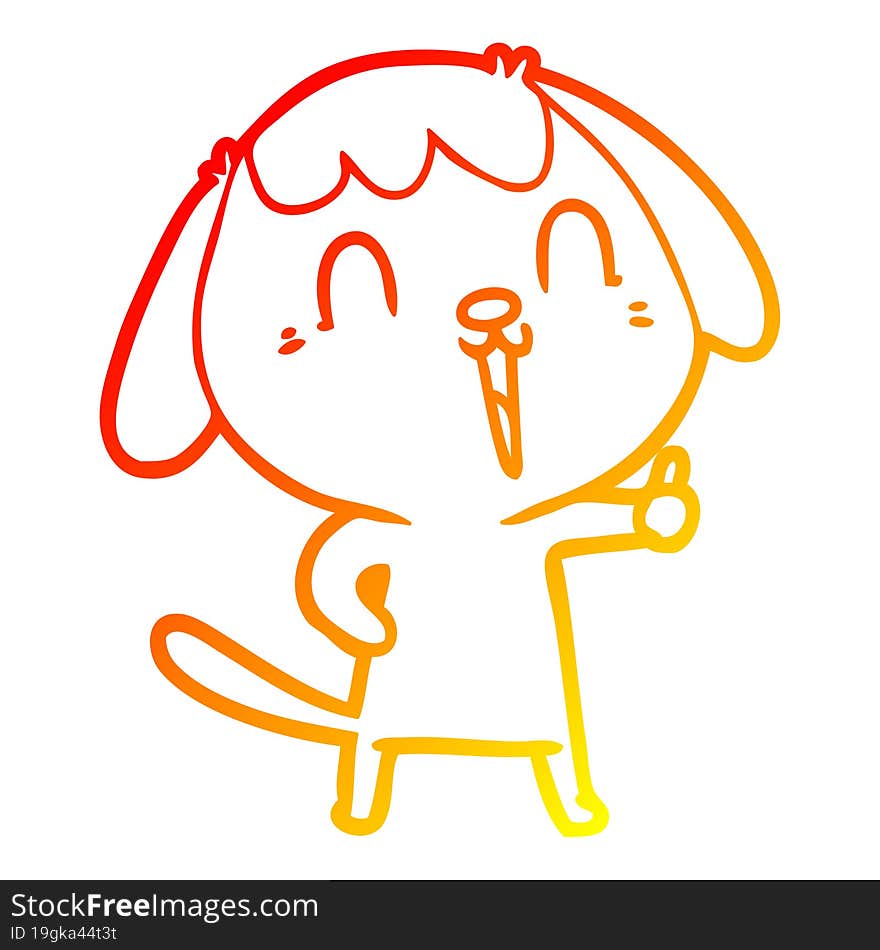 Warm Gradient Line Drawing Cute Cartoon Dog