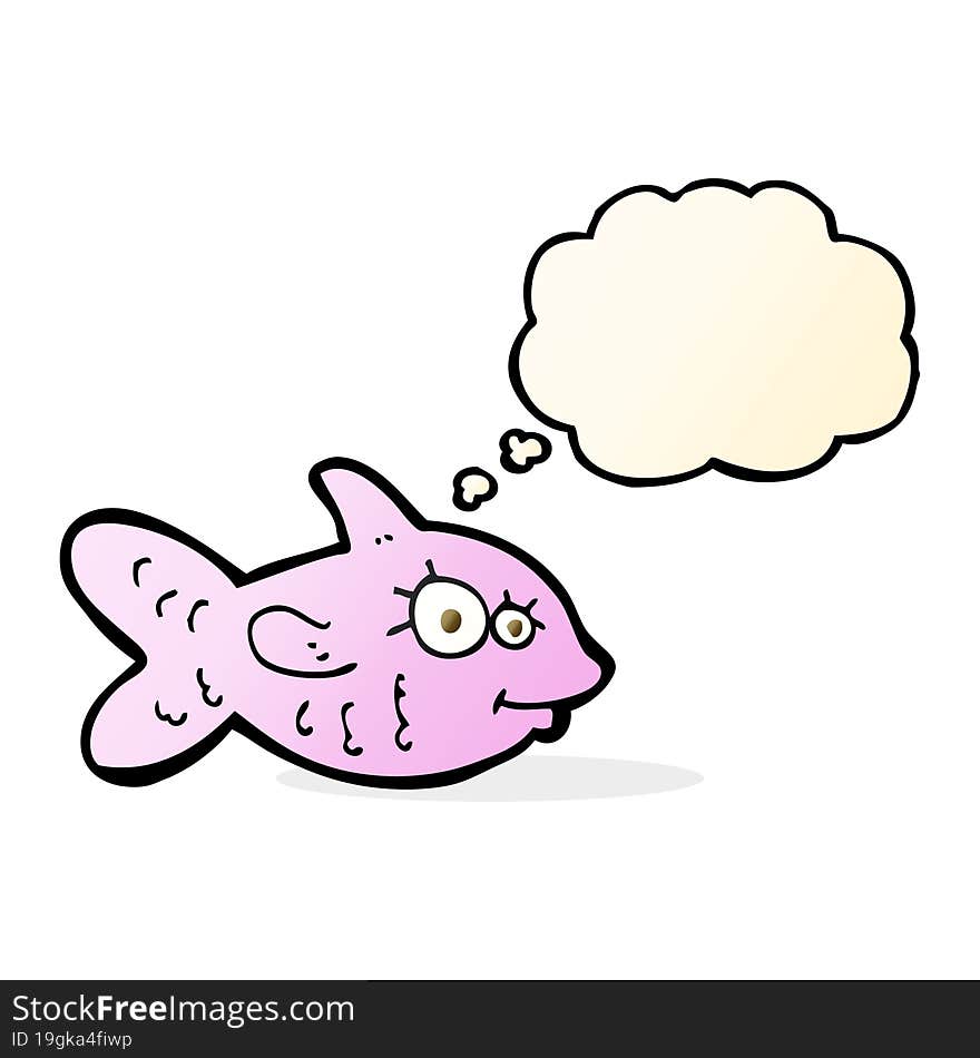 Cartoon Happy Fish With Thought Bubble