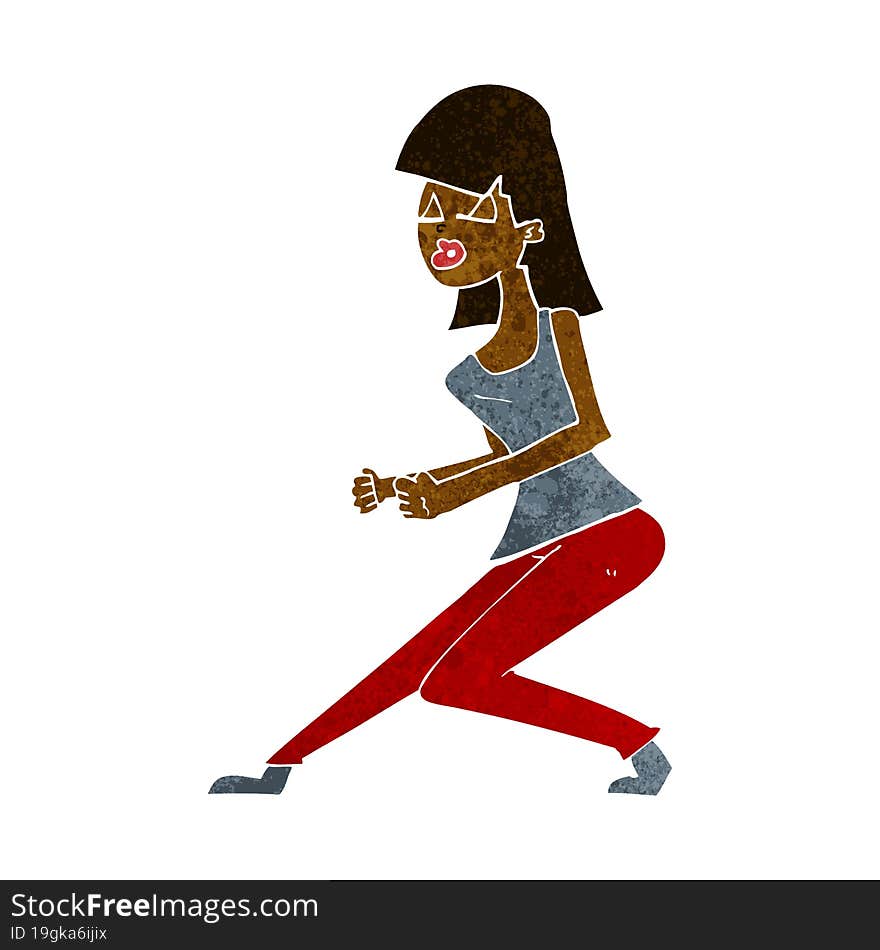 cartoon crazy dancing girl