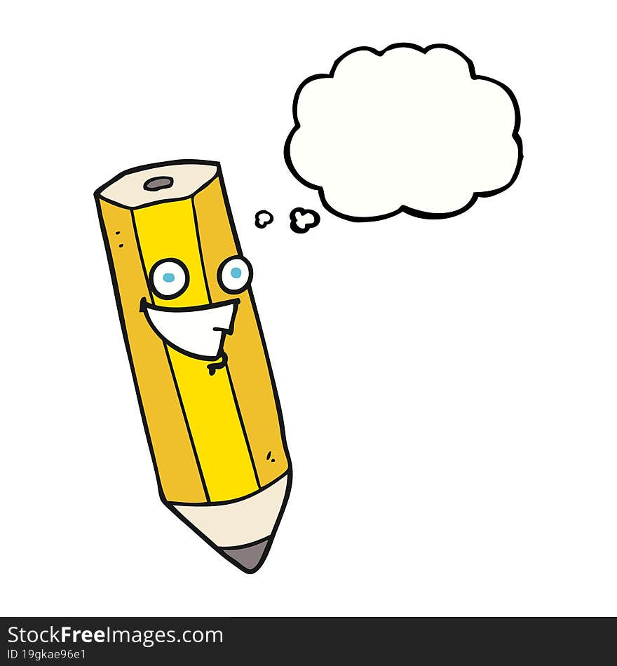 happy thought bubble cartoon pencil