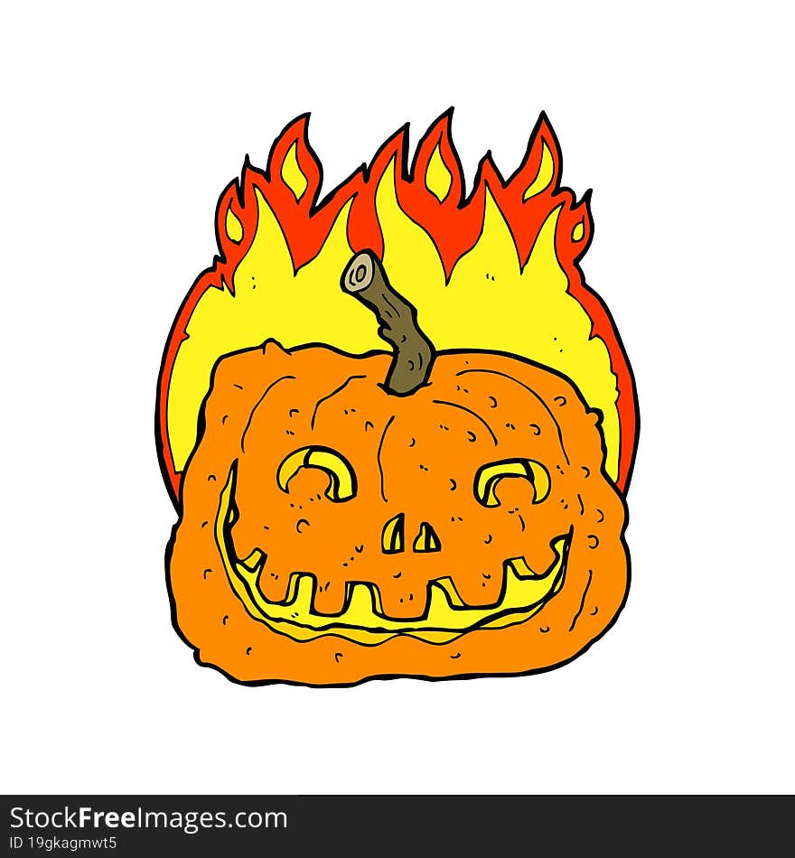 cartoon burning pumpkin