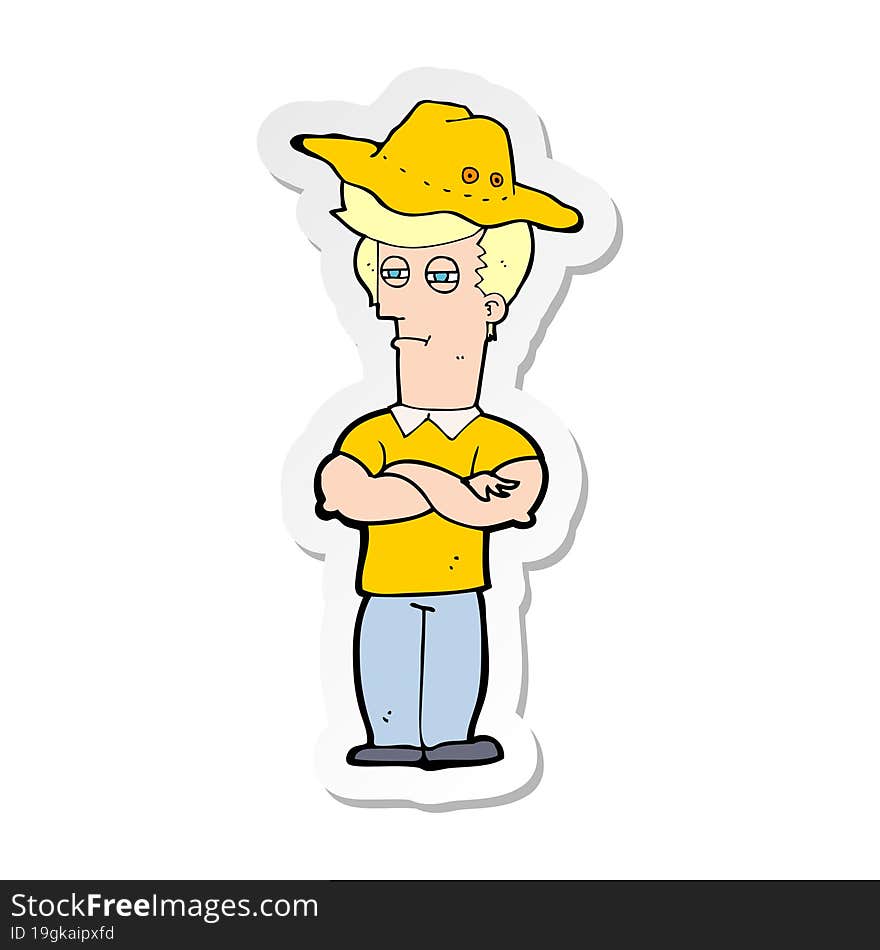 Sticker Of A Cartoon Man Wearing Hat