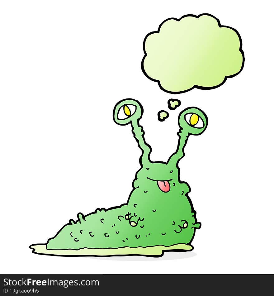 cartoon gross slug with thought bubble