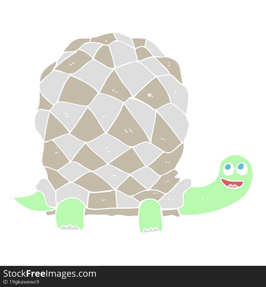 flat color illustration of a cartoon tortoise