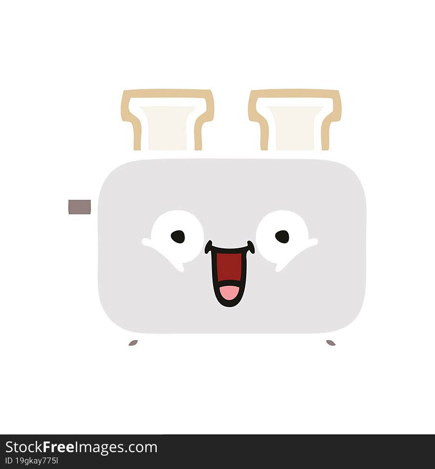 Flat Color Retro Cartoon Of A Toaster