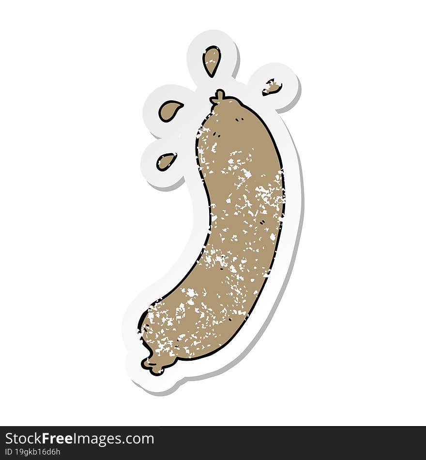 distressed sticker of a cartoon sausage