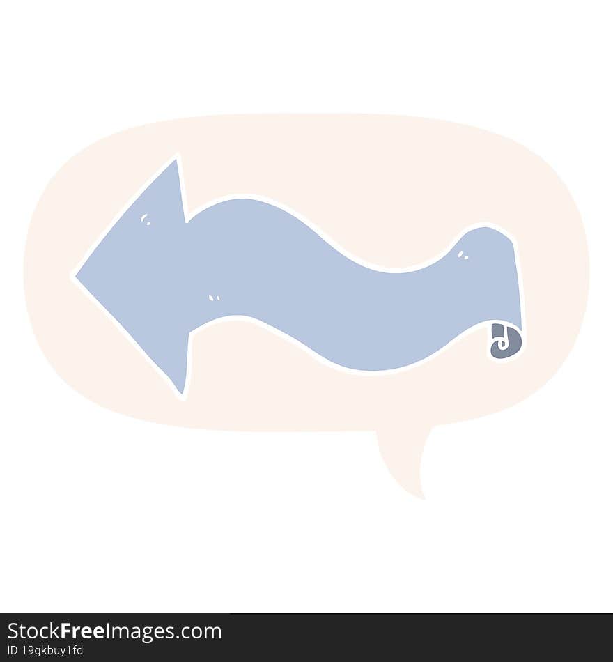 cartoon arrow and speech bubble in retro style