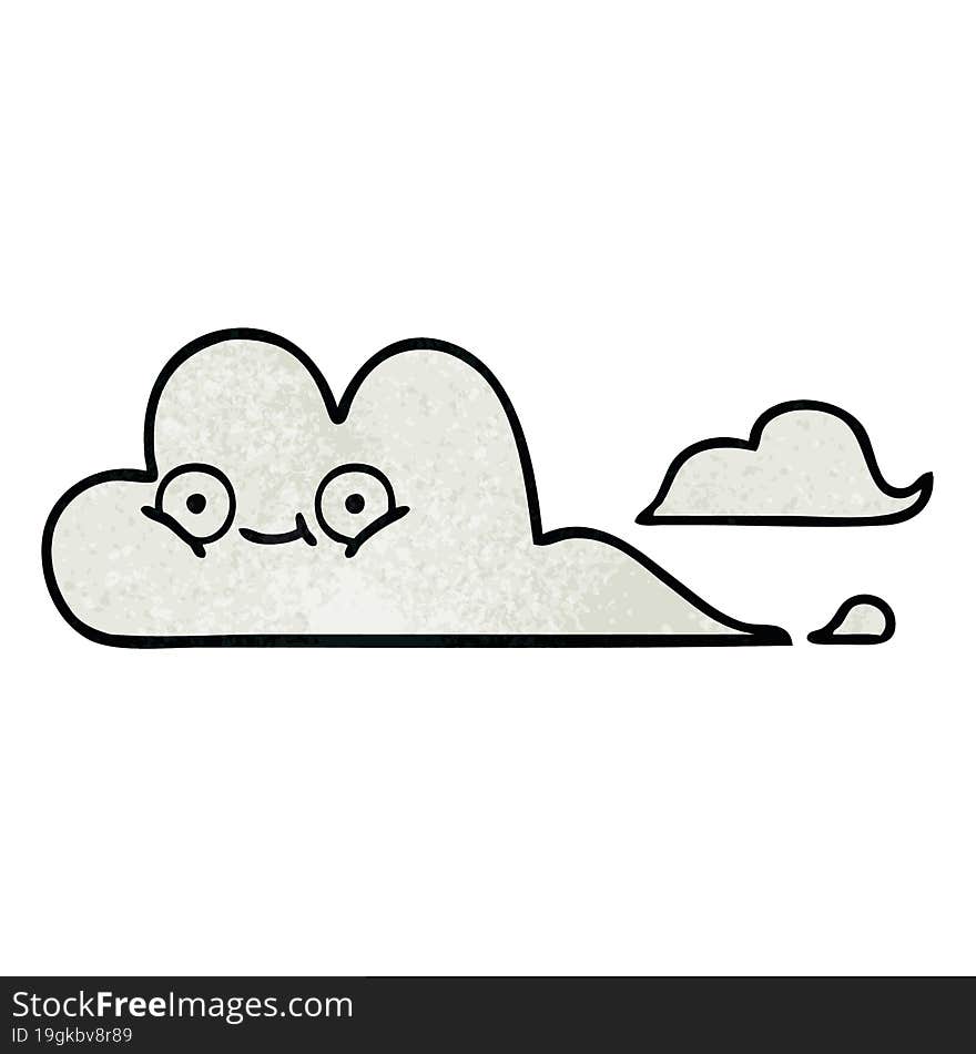 retro grunge texture cartoon of a white cloud