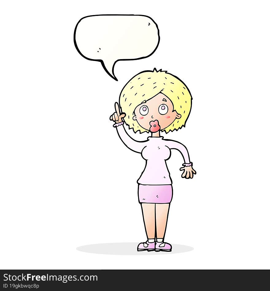 cartoon woman with idea with speech bubble