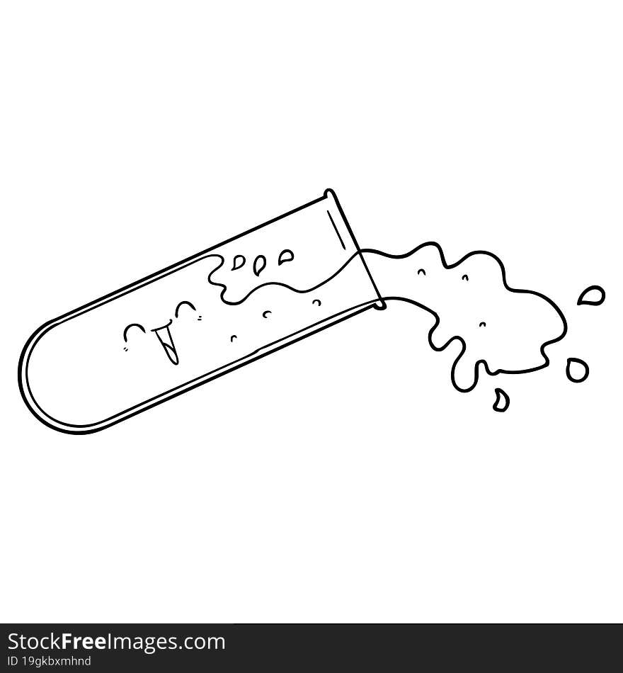 cartoon test tube spilling. cartoon test tube spilling