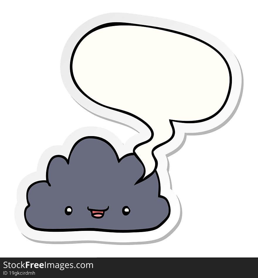 Happy Cartoon Cloud And Speech Bubble Sticker