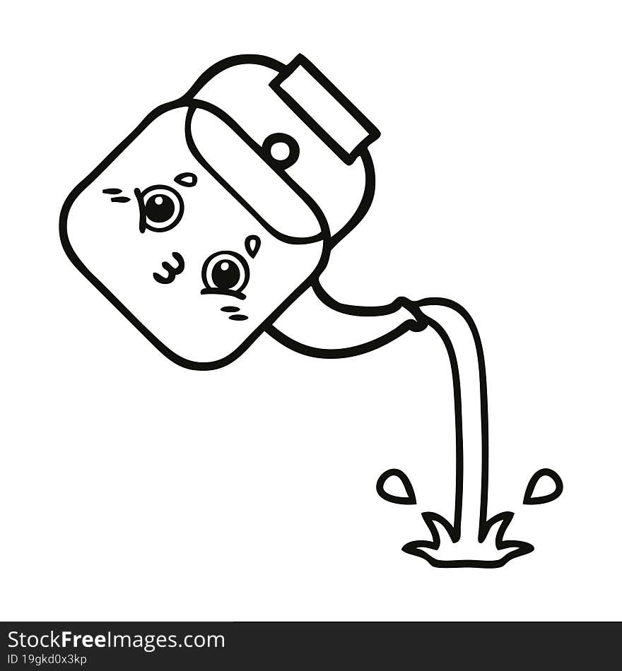 line drawing cartoon pouring kettle